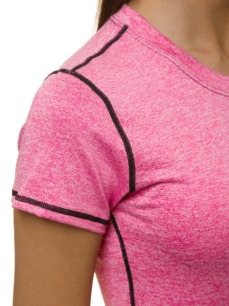 T-Shirt damski bez nadruku różowy OZONEE JS/A2165