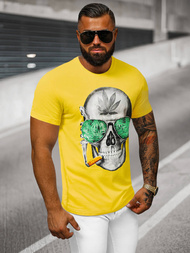 T-shirt męski z nadrukiem żółty OZONEE JS/Y70019