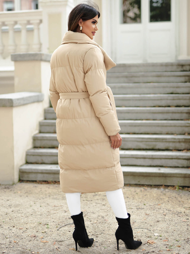 Płaszcz zimowy damski beżowy OZONEE JS/M737/62Z