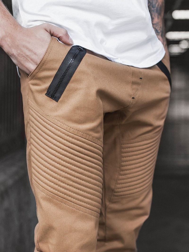 Spodnie męskie chino joggery camelowe OZONEE A/0952