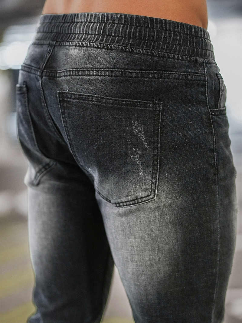 Spodnie jeansowe joggery męskie czarne OZONEE NB/MP0053/2N