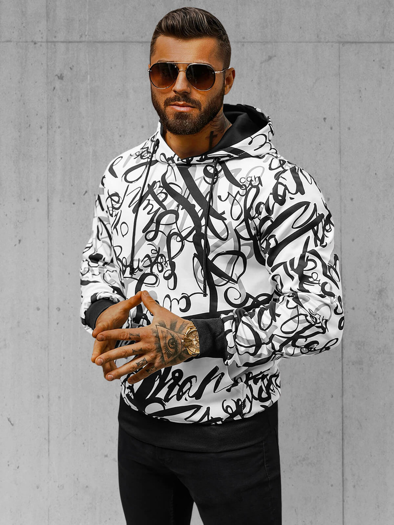 Bluza z kapturem męska biała OZONEE JS/8B1153/1