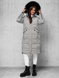 Kurtka zimowa damska długa pikowana szara OZONEE O/W377