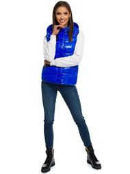 Kamizelka damska pikowana z kapturem niebieska OZONEE O/SW025/2