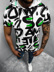 T-Shirt męski z nadrukiem biało-czarny OZONEE O/BL201Z