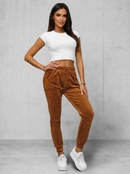 Spodnie dresowe damskie welurowe brązowe OZONEE JS/8K1532/33