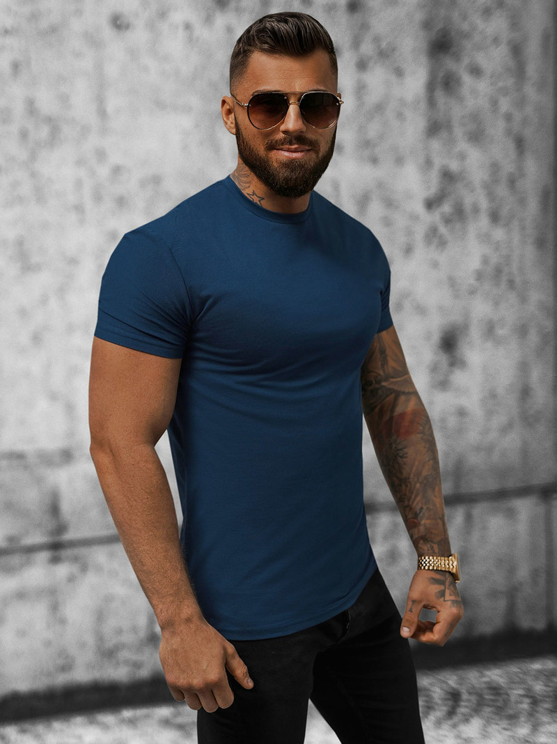 T-shirt męski slim fit granatowy OZONEE NB/MT3001