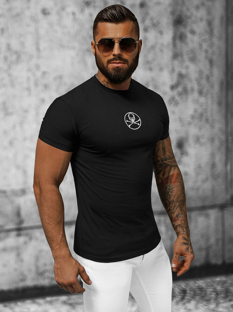 T-shirt męski slim fit czarny OZONEE NB/MT3043
