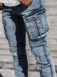 Spodnie męskie jeans niebieskie OZONEE T/6637