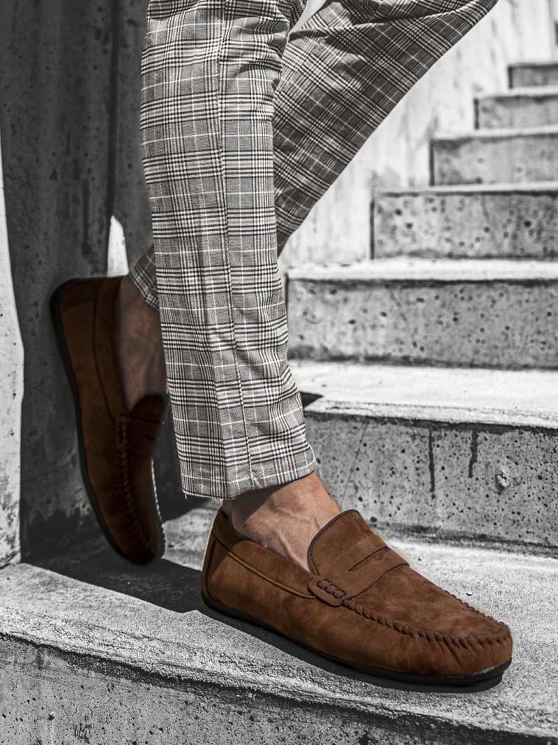 Buty męskie slip on brązowe t/125