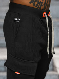 Spodnie dresowe męskie czarno-pomarańczowe OZONEE O/FF5026