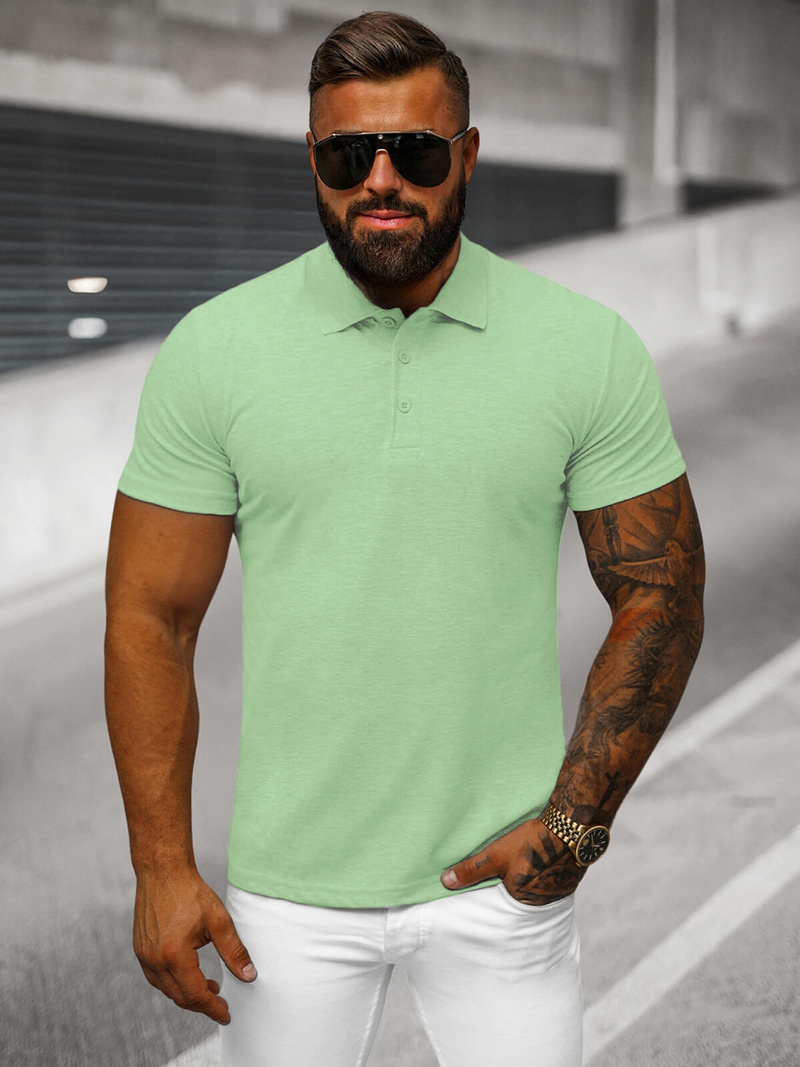 Koszulka męska polo miętowa OZONEE JS/8T80/153Z