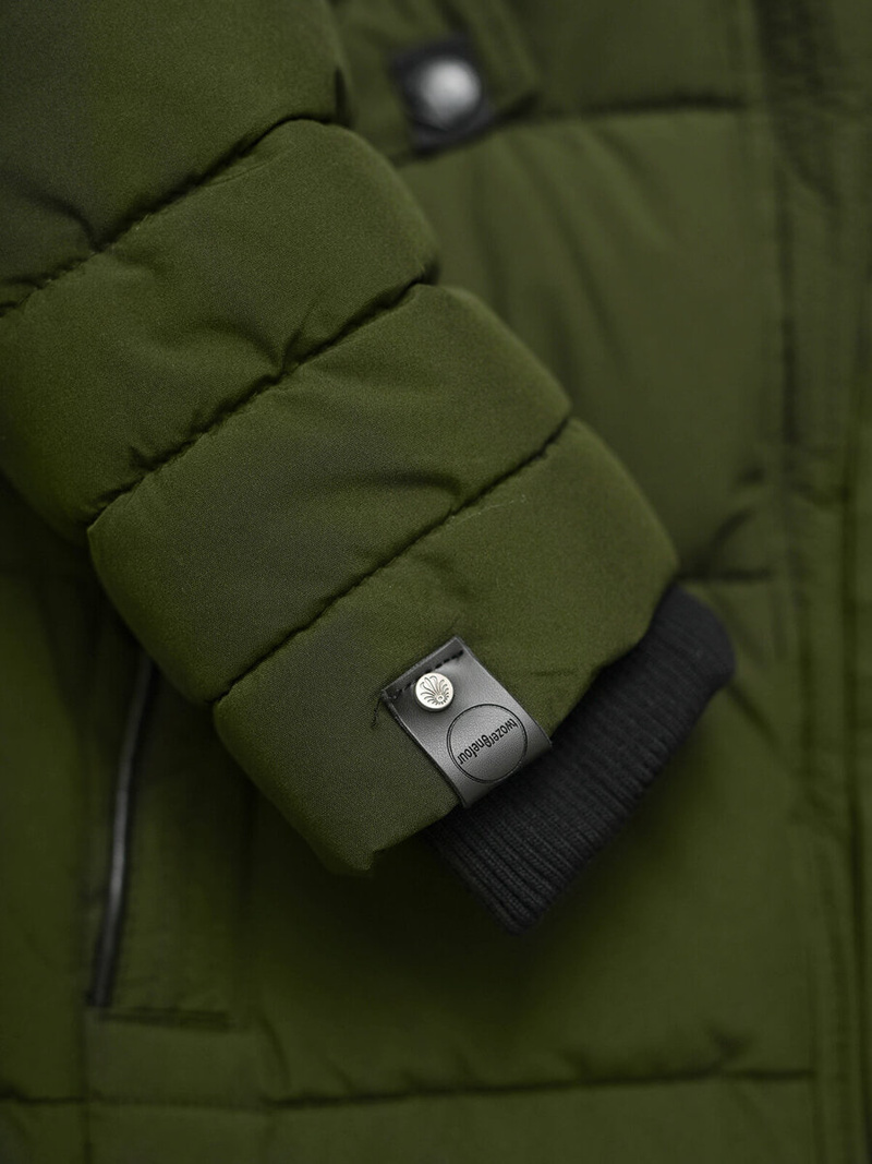 Kurtka zimowa damska długa pikowana khaki OZONEE O/W377