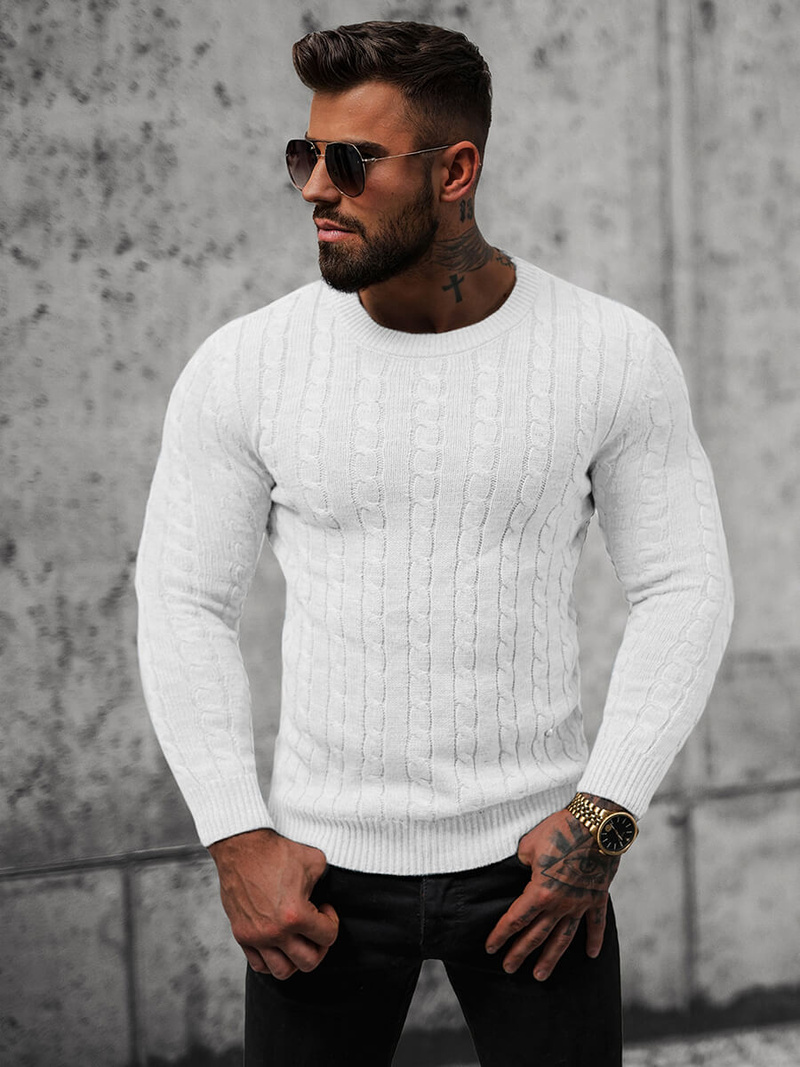 Sweter męski biały OZONEE NB/MM6021/1Z