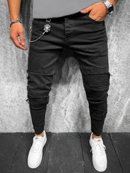 Spodnie jeansowe męskie czarne OZONEE O/B6274