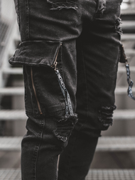 Spodnie jeansowe joggery męskie czarne OZONEE G/1083