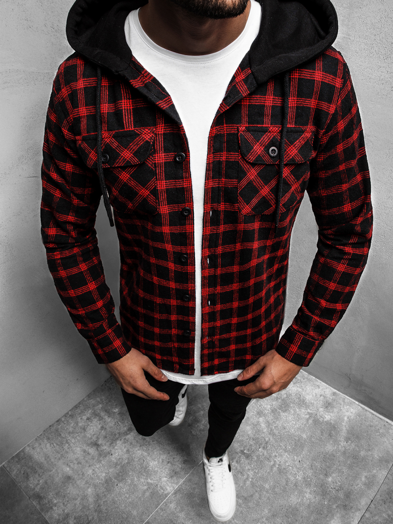 Сорочка чоловіча Чорно-Червона OZONEE MACH/2022