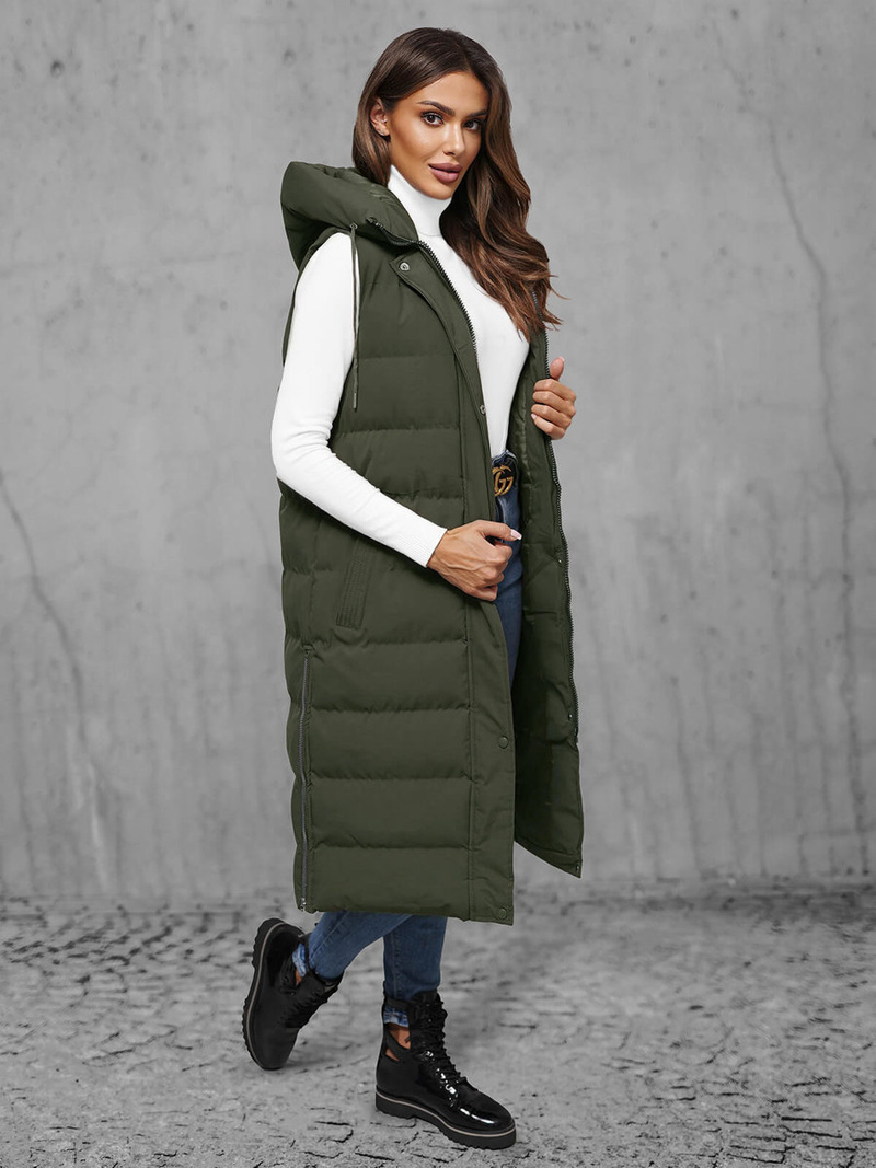 Стьобаний жіночий жилет Темно-Зелена OZONEE JS/5M3157/136