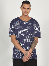 T-Shirt męski z nadrukiem granatowy OZONEE MR/21530