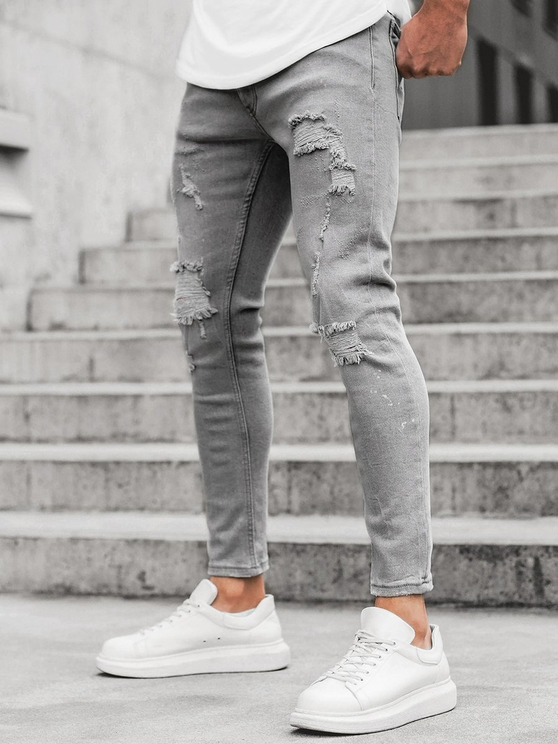 Spodnie jeansowe męskie szare OZONEE O/ES8033