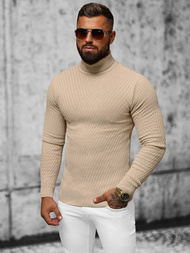 Sweter męski golf beżowy OZONEE L/1596Z