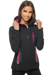 Kurtka softshell damska z kapturem czarna OZONEE JS/HH029/1