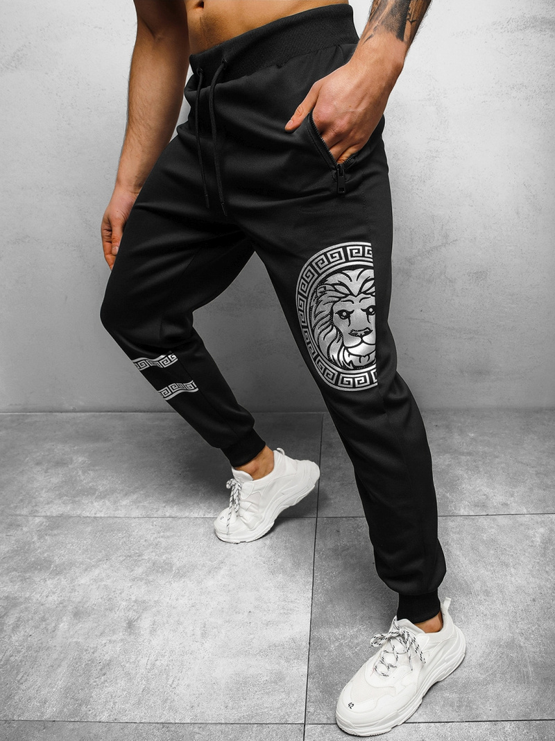 Штани спортивні чоловічі чорно-срібляста OZONEE O/HM715