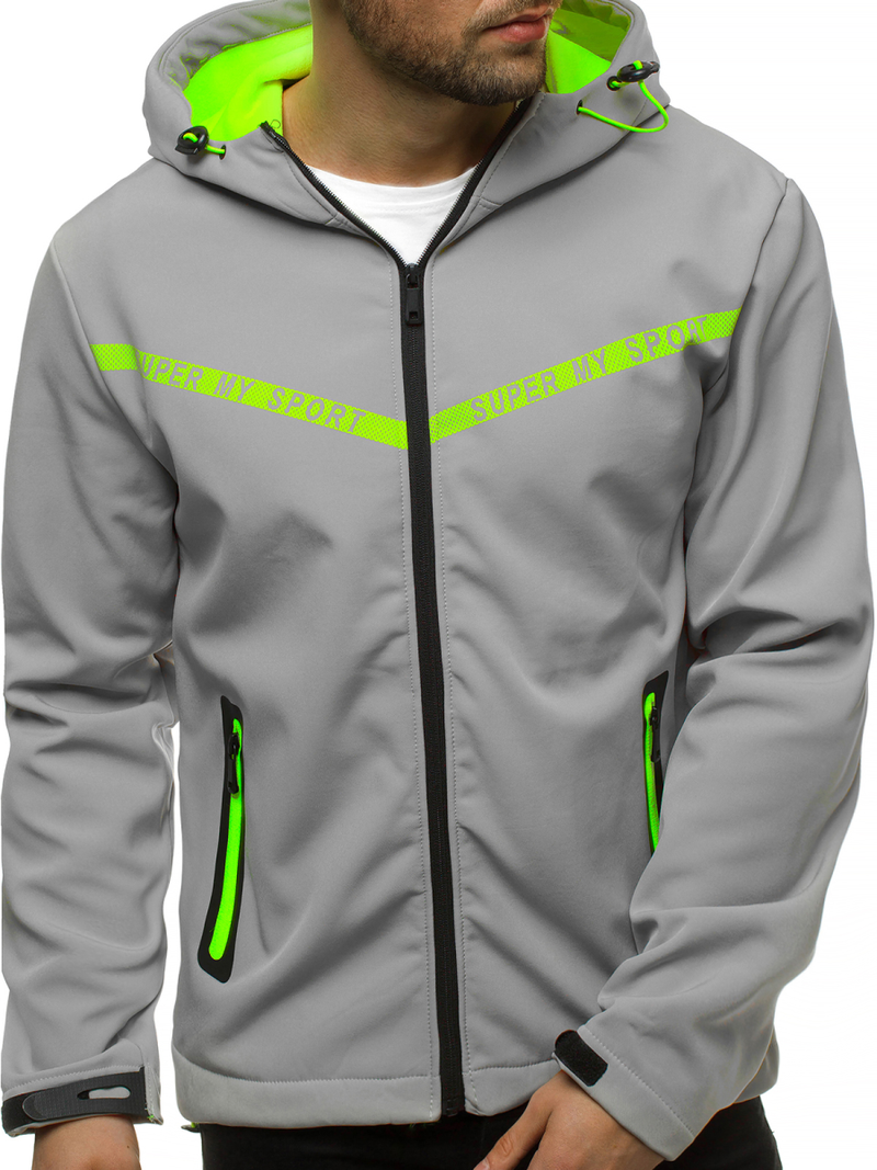 Kurtka softshell męska z kapturem szara OZONEE JS/KS2181