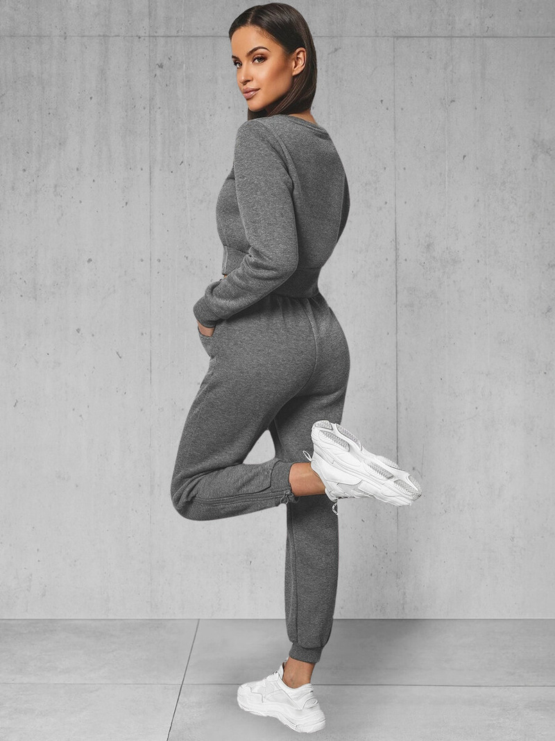 Komplet dresowy dwuczęściowy damski grafitowy OZONEE JS/8C78/5