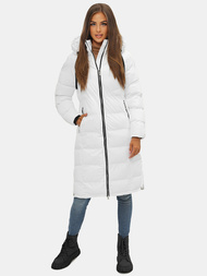 Kurtka damska długa pikowana biała OZONEE JS/M736/281Z
