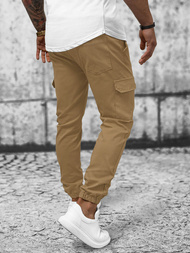 Spodnie męskie chino joggery camelowe OZONEE O/P4051
