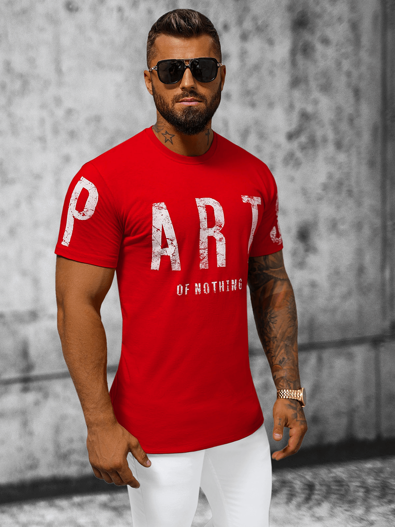 T-shirt męski czerwony OZONEE O/1180Z