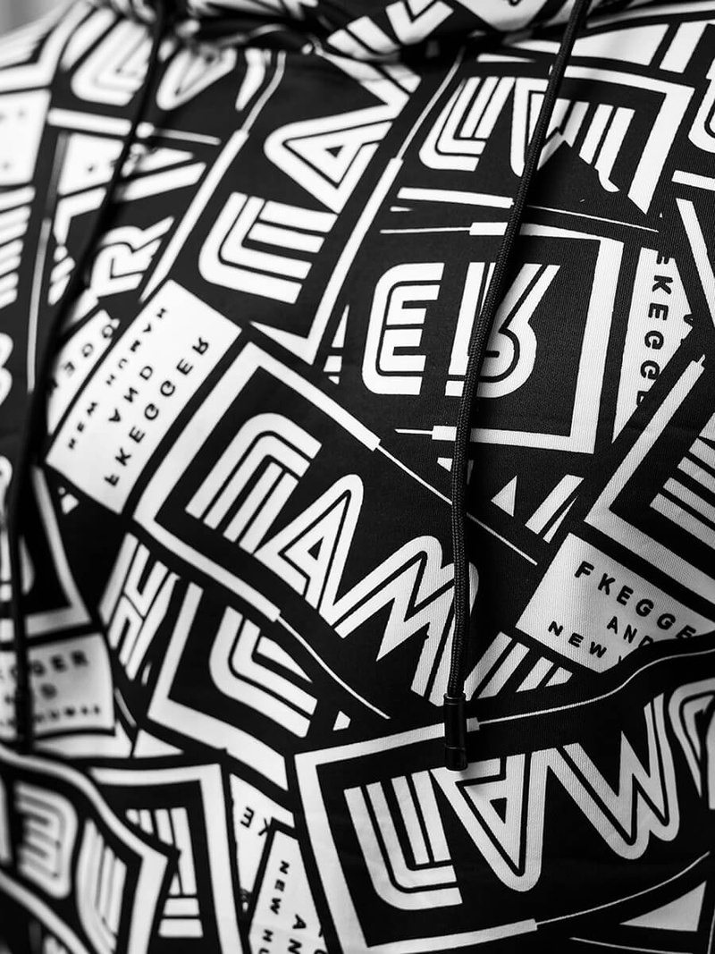 Bluza z kapturem męska czarno-biała OZONEE JS/8B1138/1