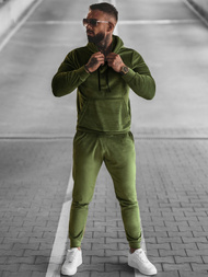 Komplet dresowy męski welurowy khaki OZONEE O/12131Z