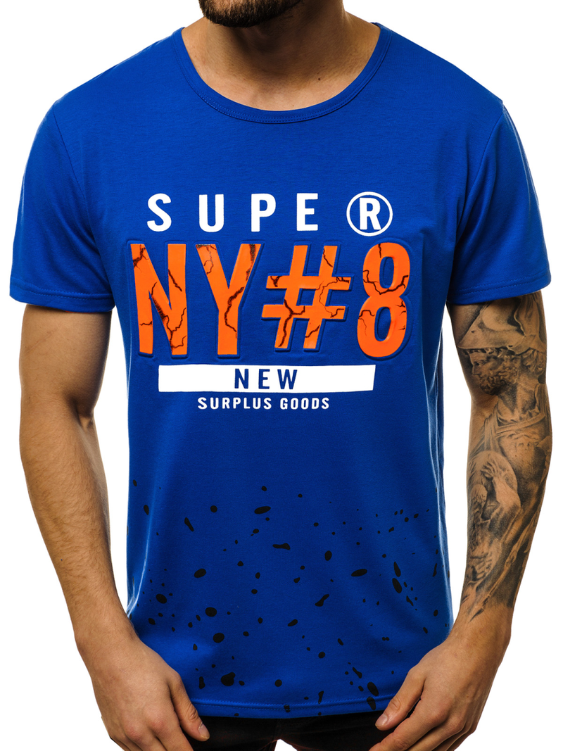 T-Shirt męski niebieski OZONEE JS/KS2028Z