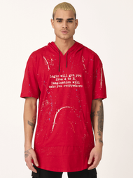 T-Shirt z kapturem męski czerwony OZONEE MR/21554