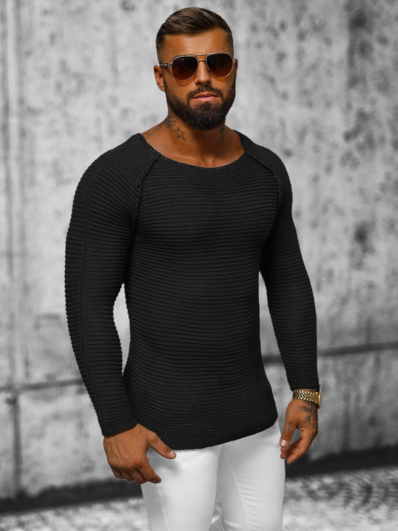 Sweter męski czarny OZONEE L/1442Z