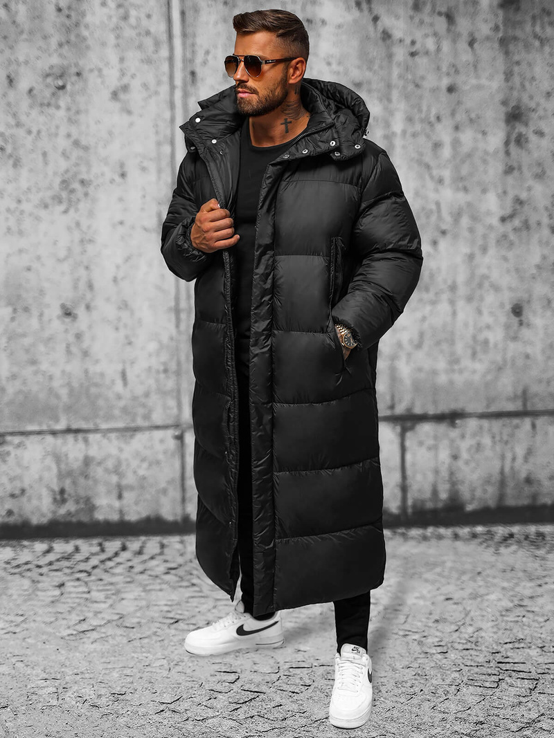 Kurtka zimowa męska długa czarna OZONEE O/M3202