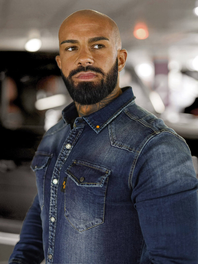 Koszula męska jeansowa ciemno-niebieska OZONEE O/51410