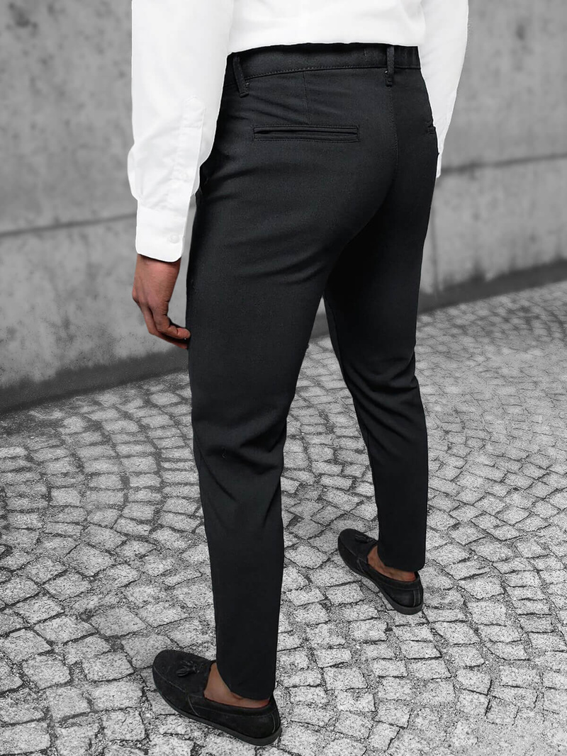 Spodnie męskie chino materiałowe czarne OZONEE O/1000