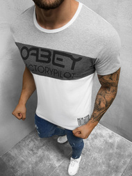 T-Shirt męski z nadrukiem biały OZONEE O/1179Z