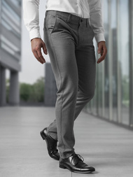Spodnie męskie chino materiałowe ciemno-szare OZONEE V/6545