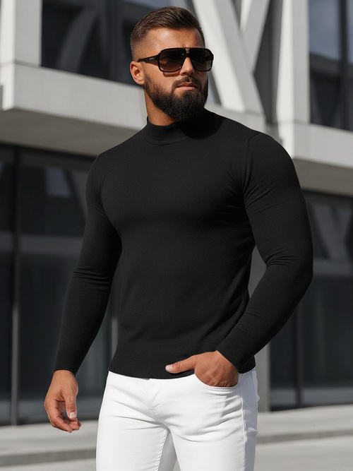 Sweter męski półgolf czarny OZONEE NB/MMB603/4Z