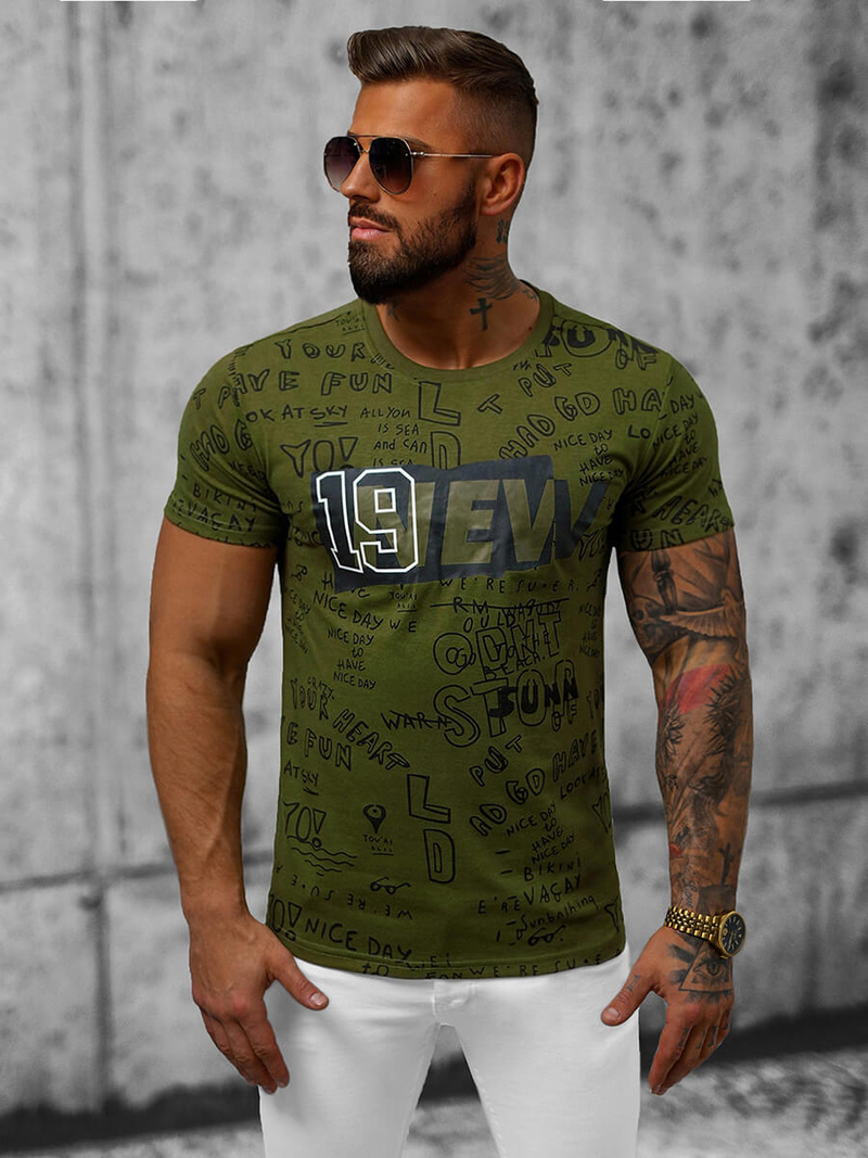 T-shirt męski zielony OZONEE JS/8T961