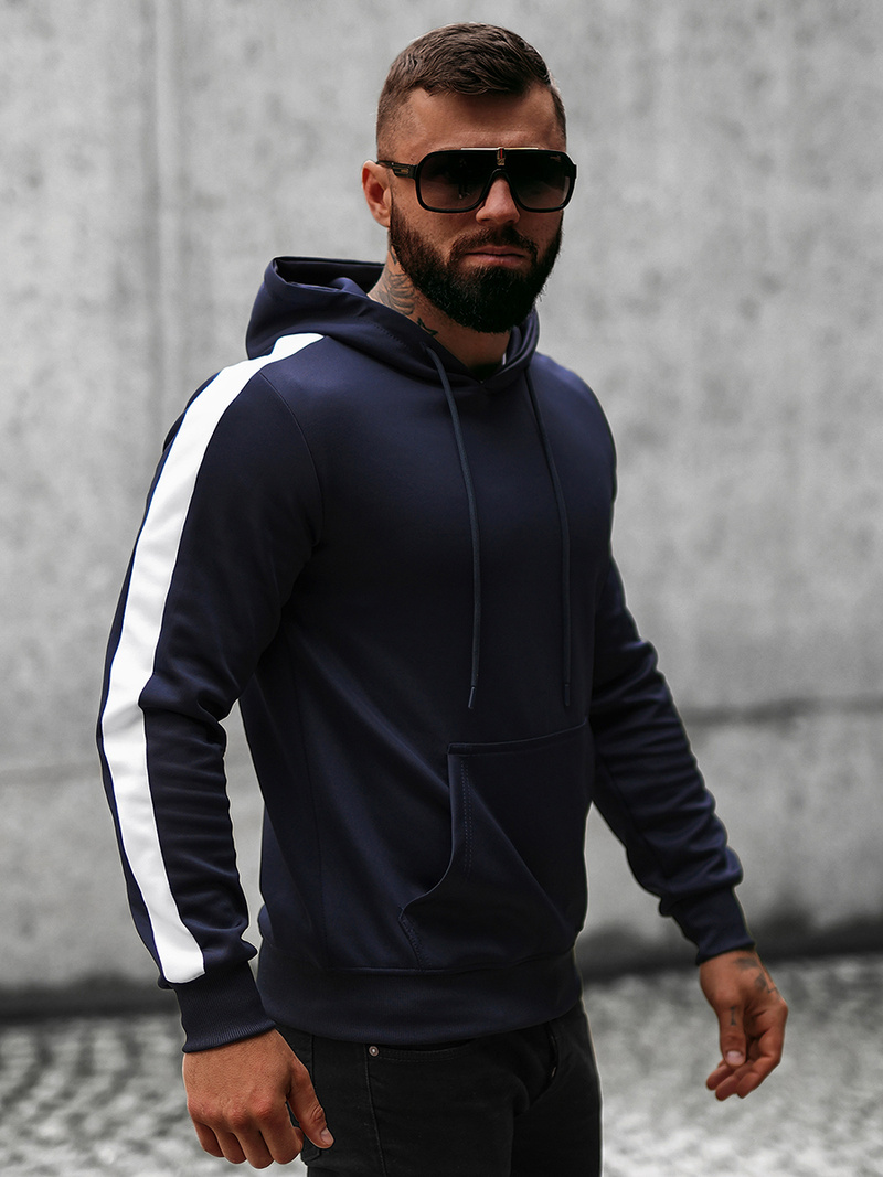 Bluza z kapturem męska granatowa OZONEE O/8B153/25