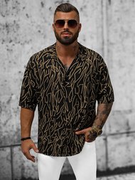 Koszula męska oversize z krótkim rękawem czarna OZONEE O/22202010