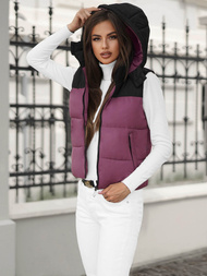 Kamizelka damska pikowana ciemno-różowa OZONEE JS/16M9112/53Z