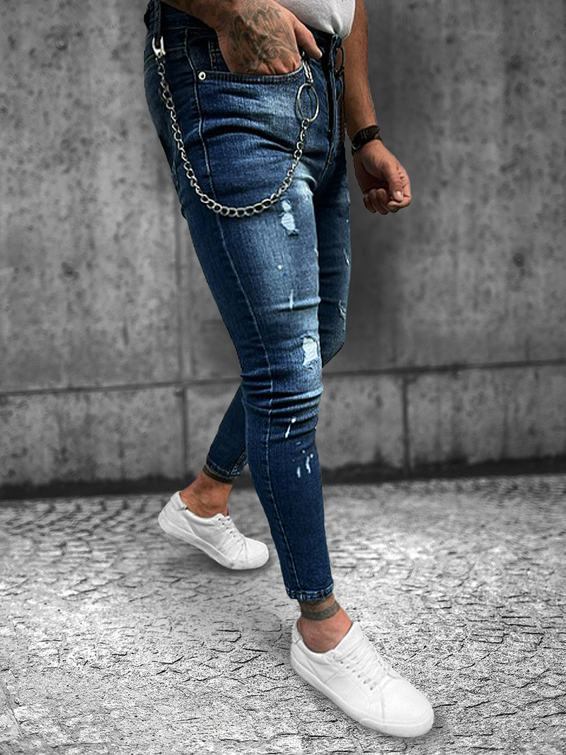 Spodnie jeansowe męskie ciemno-niebieskie OZONEE O/268SP