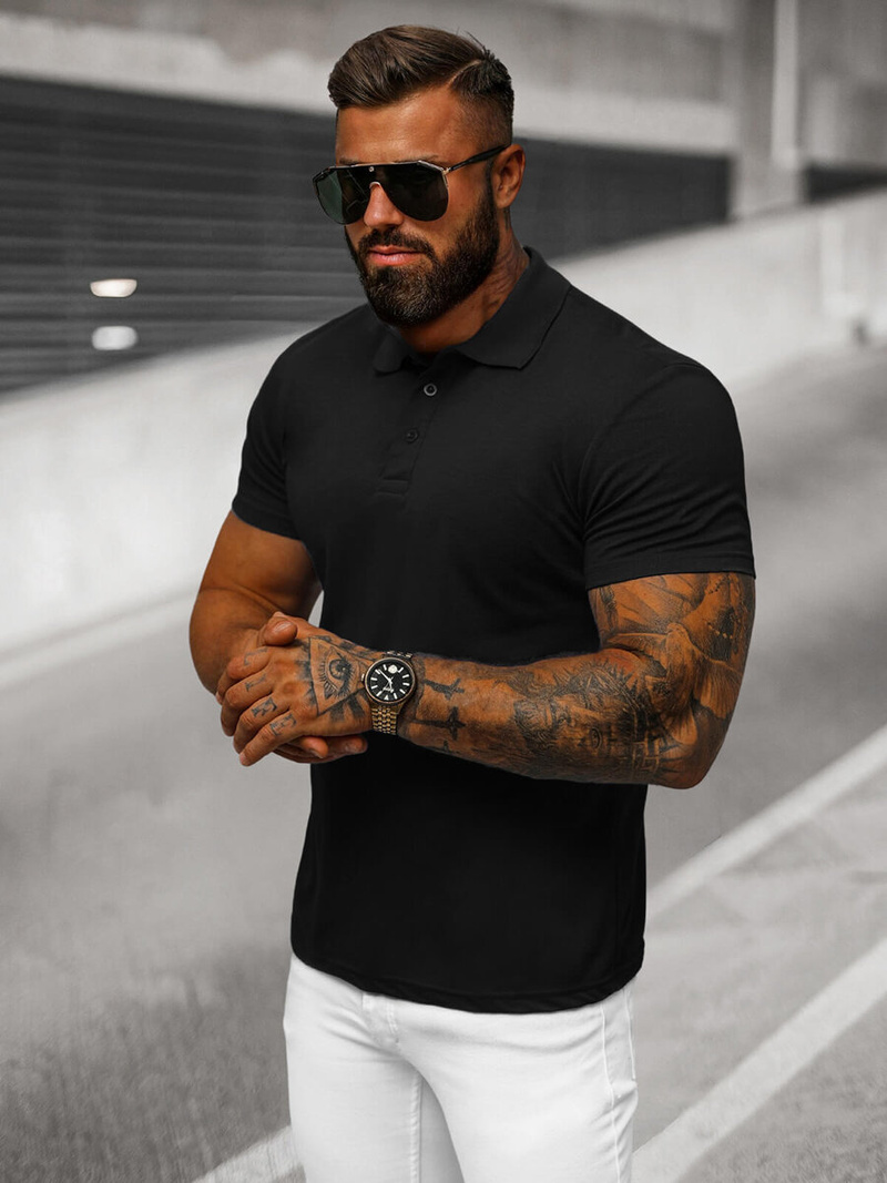 Koszulka męska polo czarna OZONEE JS/8T80/3Z