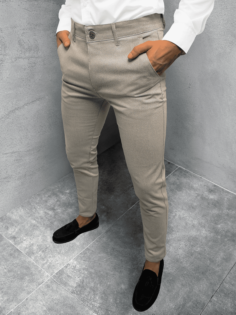 Spodnie męskie chino materiałowe beżowe OZONEE DJ/55600S